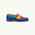 Mocassin multicolore bleu rouge jaune et vert