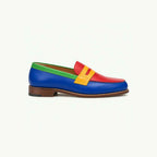 Mocassin multicolore bleu rouge jaune et vert