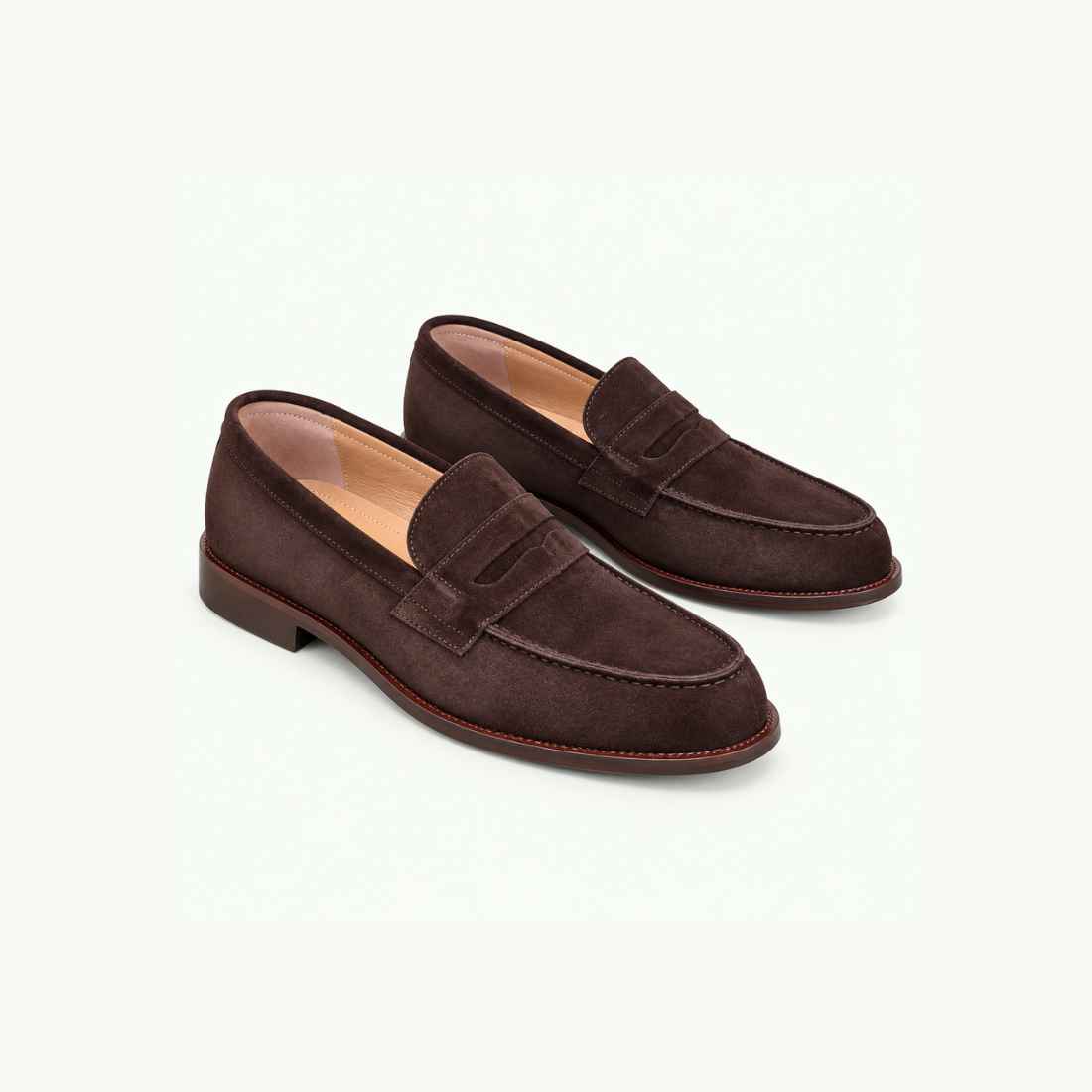 Mocassin marron chocolat à finition veloutée