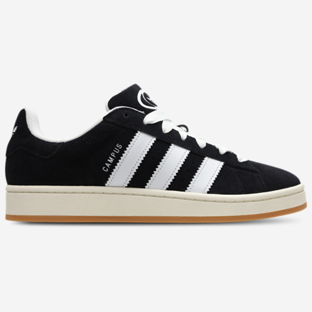 Adidas Campus 00s noire bandes blanches- Sneakers rétro skateboard en daim premium