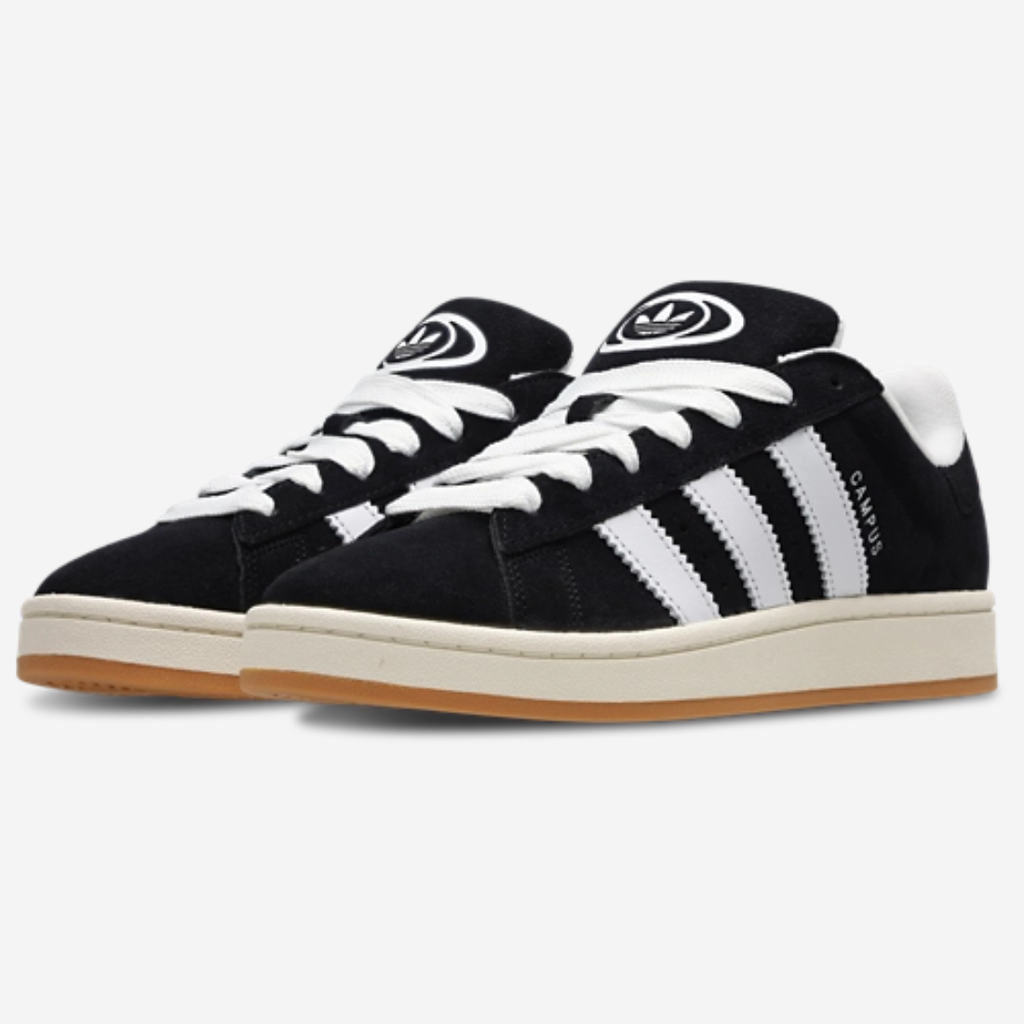 Adidas Campus 00s noire bandes blanches- Sneakers rétro skateboard en daim premium