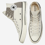 Converse Chuck 70 High Herringbone Patchwork blanc et noir - Sneakers montantes design chevron artisanal