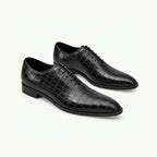 Soulier noir effet croco à bout effilé