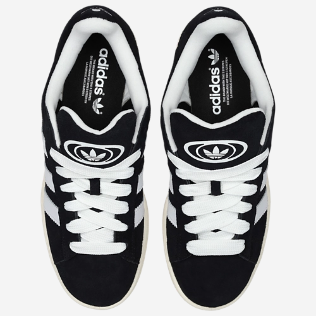 Adidas Campus 00s noire bandes blanches- Sneakers rétro skateboard en daim premium