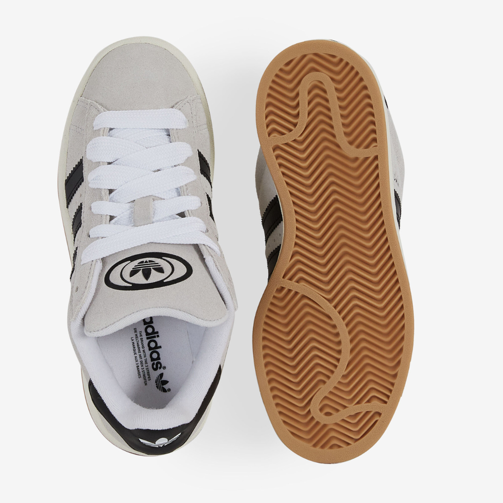 Adidas Campus 00s blanc cassé bandes vertes - Sneakers rétro skateboard en daim premium"