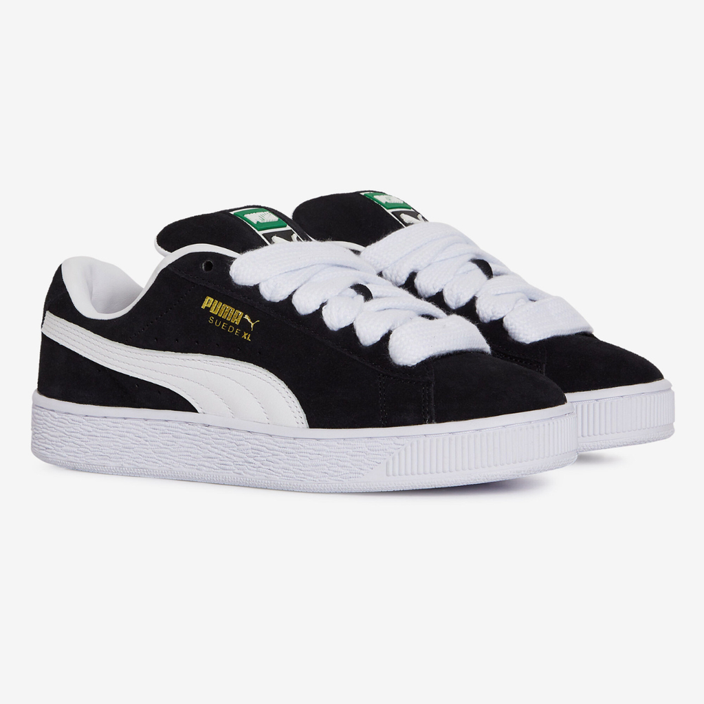 Puma Suede XL noir et blanc - Sneaker streetwear iconique en daim avec bande blanche signature et semelle épaisse, style urbain tendance