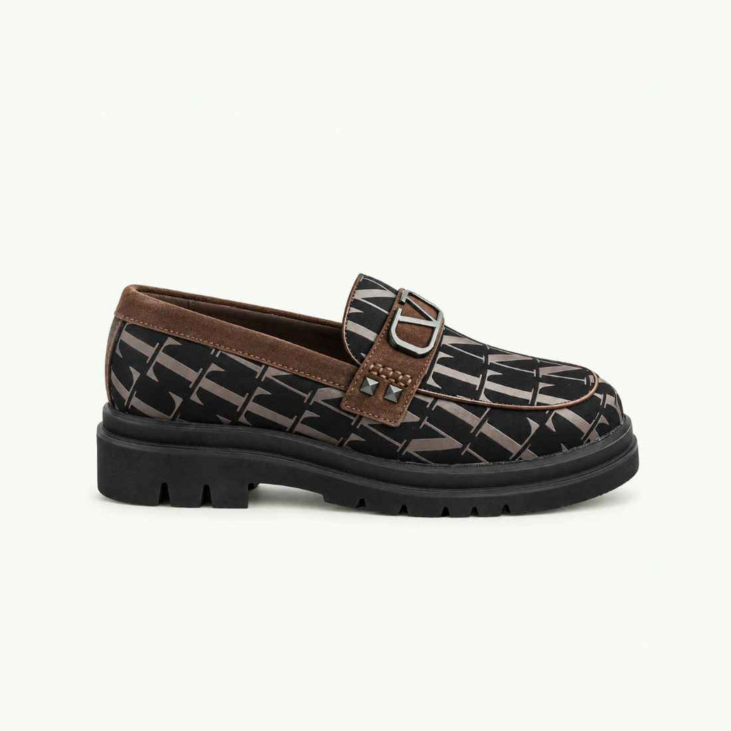 Mocassin noir à motif graphique