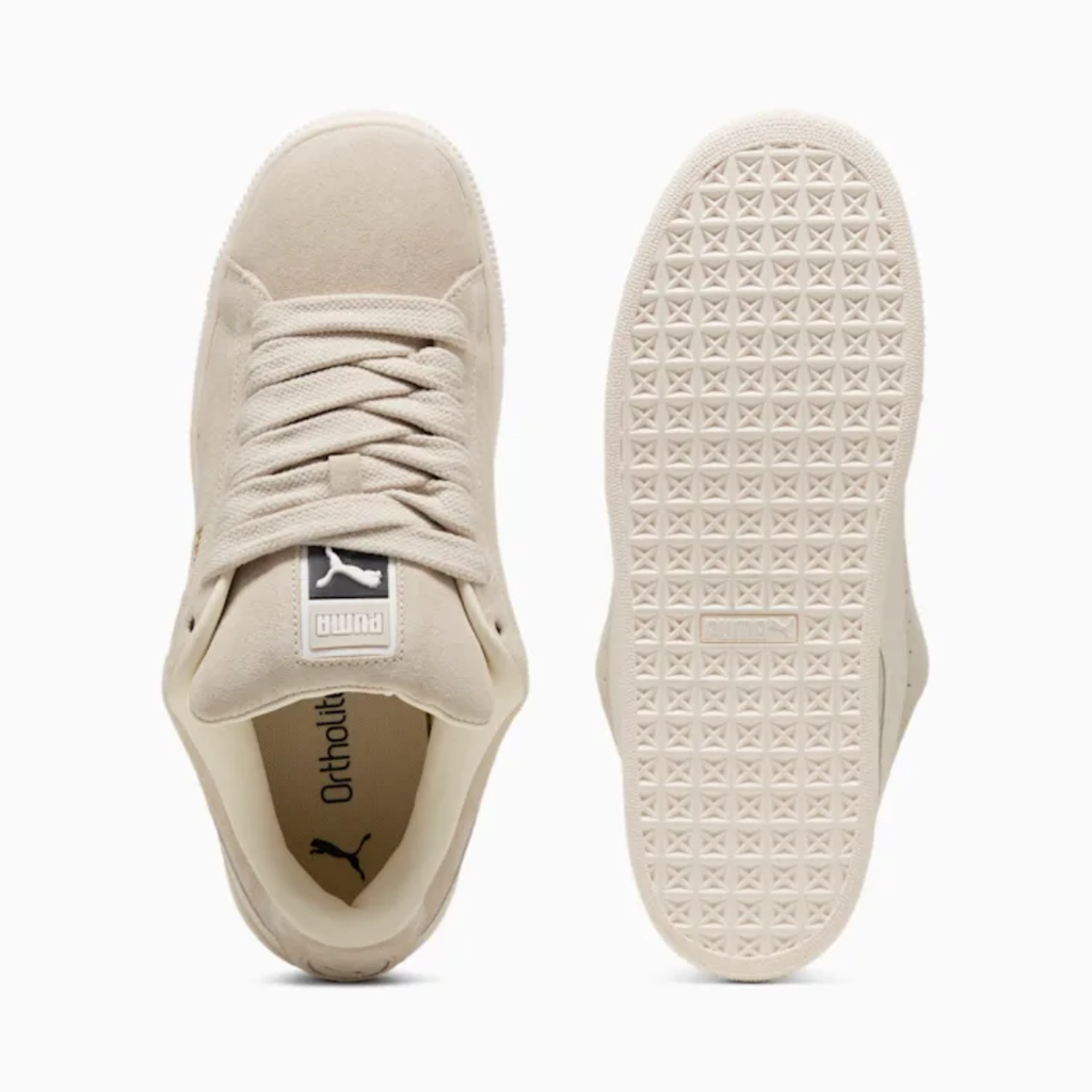 Puma Suede XL beige - Sneaker streetwear iconique en daim avec bande beige signature et semelle épaisse, style urbain tendance