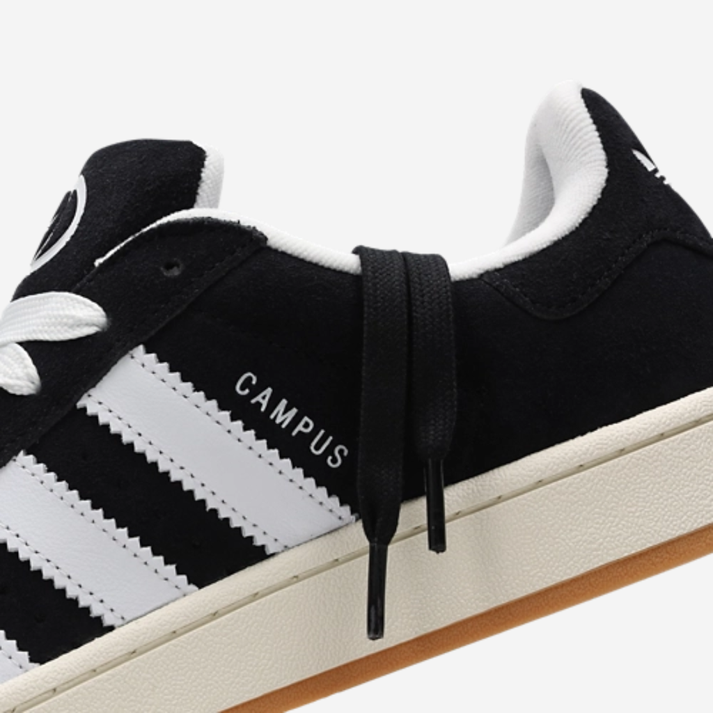 Adidas Campus 00s noire bandes blanches- Sneakers rétro skateboard en daim premium