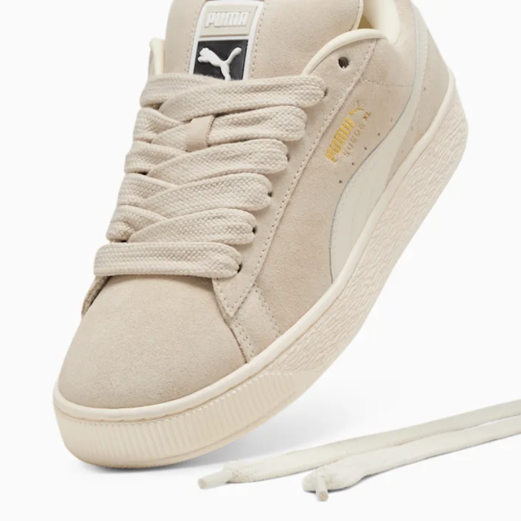 Puma Suede XL beige - Sneaker streetwear iconique en daim avec bande beige signature et semelle épaisse, style urbain tendance
