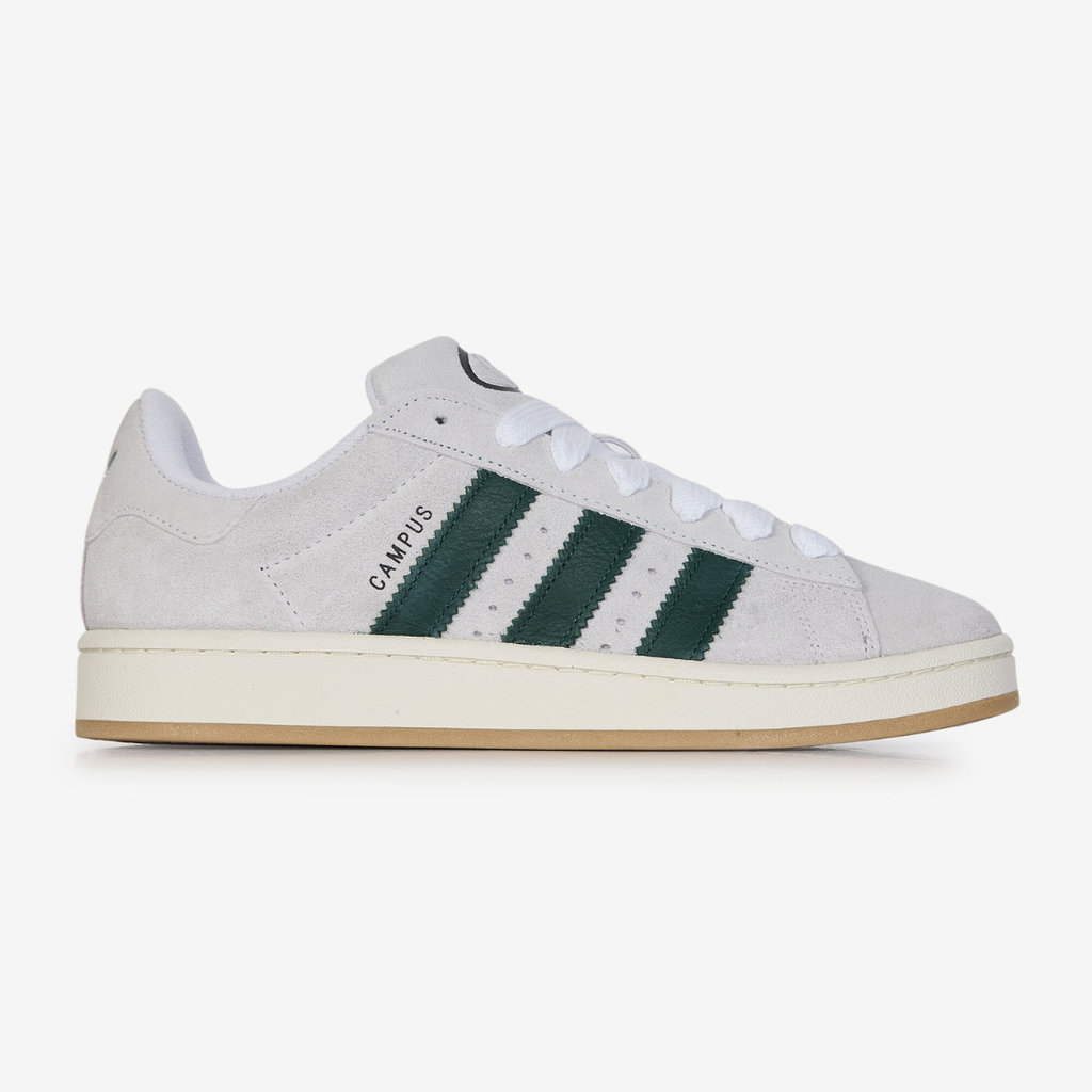 Adidas Campus 00s blanc cassé bandes vertes - Sneakers rétro skateboard en daim premium