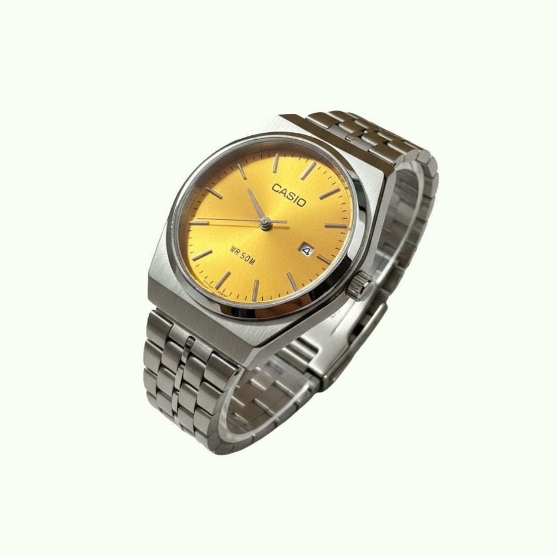 Casio MTP – Montre analogique argentée cadran champagne