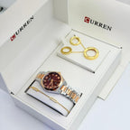 Coffret Curren – Montre bicolore or et argent, collier  cercle et bracelet