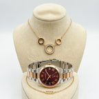 Coffret Curren – Montre bicolore or et argent, collier  cercle et bracelet