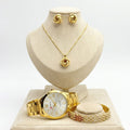 Coffret Curren – Montre dorée chiffres romains, collier torsadé, boucles d'oreilles et bracelet strass