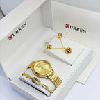 Coffret Curren – Montre dorée, collier nœud, boucles d'oreilles et bracelet