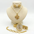 Coffret Curren – Montre quartz, collier fleur, boucles d'oreilles et bracelet dorés