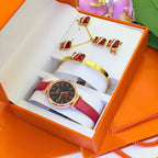 Coffret parure Curren - montre quartz et bijoux rubis or