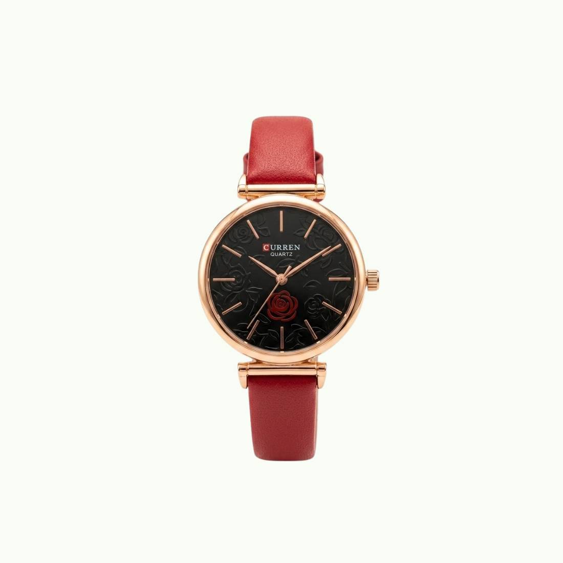 Coffret parure Curren - montre quartz et bijoux rubis or
