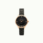 Coffret parure Curren – montre noire or rose et bijoux trèfle rouge et cygne noir