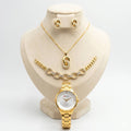Coffret parure Curren – montre or cadran blanc et bijoux maillons cristaux