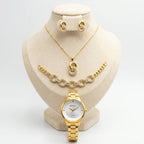 Coffret parure Curren – montre or cadran blanc et bijoux maillons cristaux