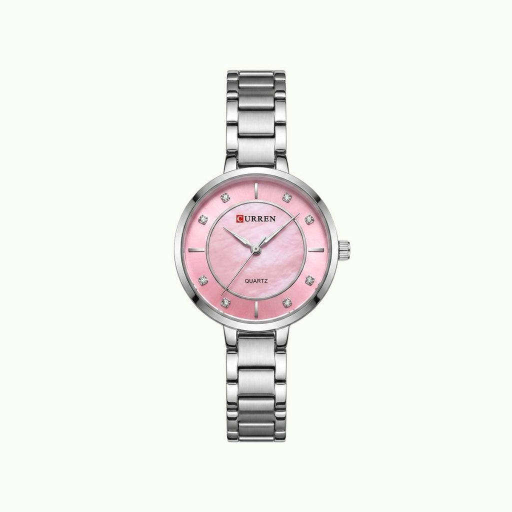 Coffret parure Curren – montre rose argentée et bijoux cygne cristaux
