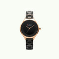 Montre Curren Blanche - bicolore or rose et bracelet noir et cadran noir