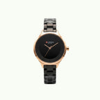 Montre Curren Blanche - bicolore or rose et bracelet noir et cadran noir