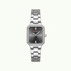 Montre Curren Blanche argentée cadran gris anthracite et boîtier octogonal cristaux baguette