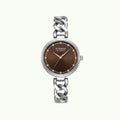 Montre Curren Blanche cadran chocolat – chain silver strass