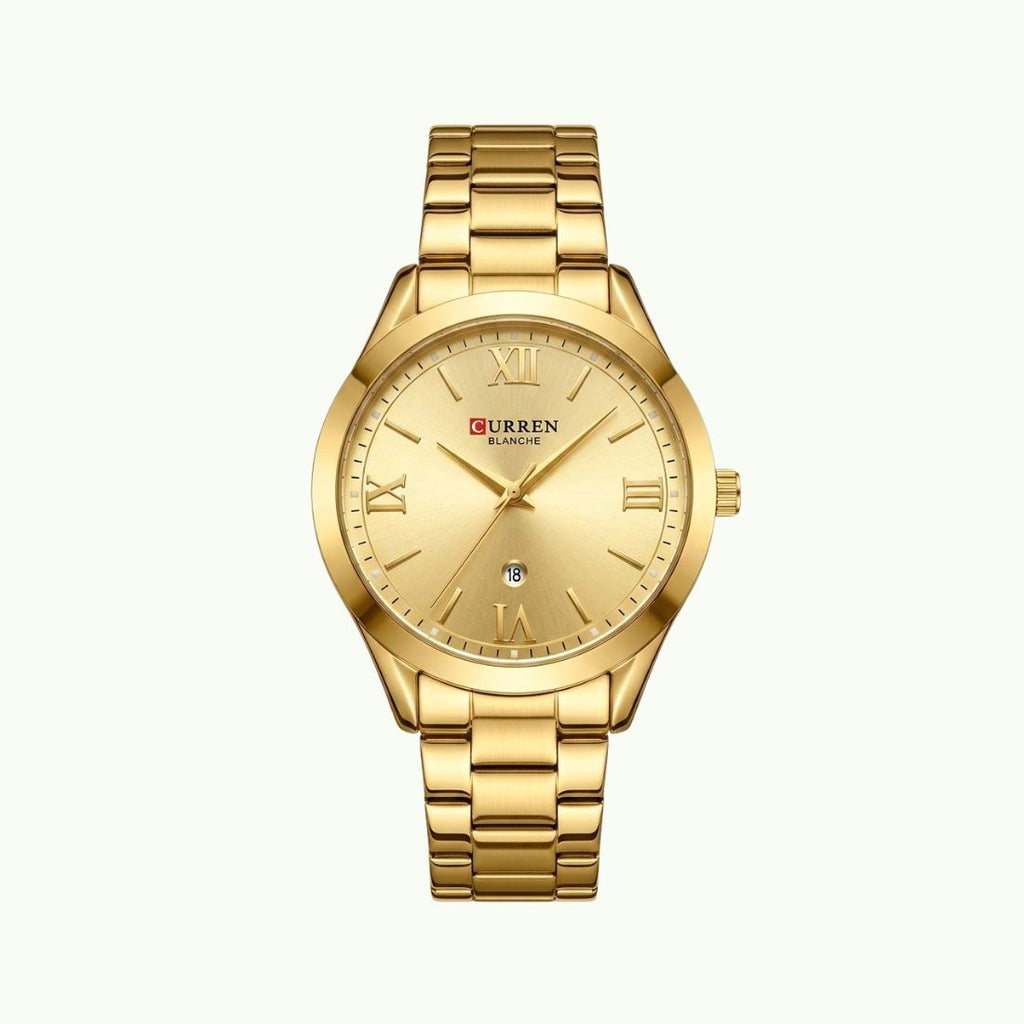 Montre Curren Blanche or  – cadran or chiffres romains avec date