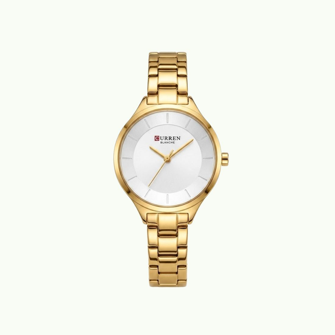 Montre Curren blanche – Bracelet doré et cadran blanc