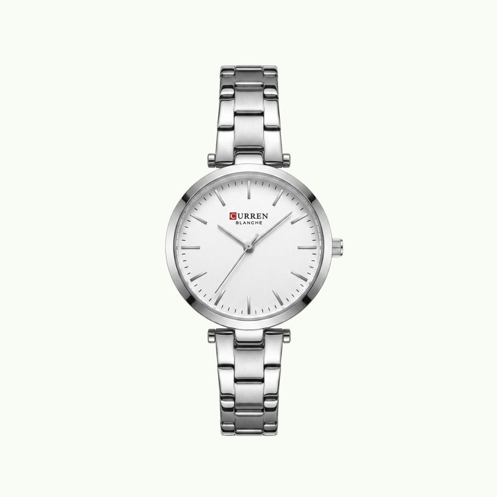 Montre Curren blanche argent cadran blanc 