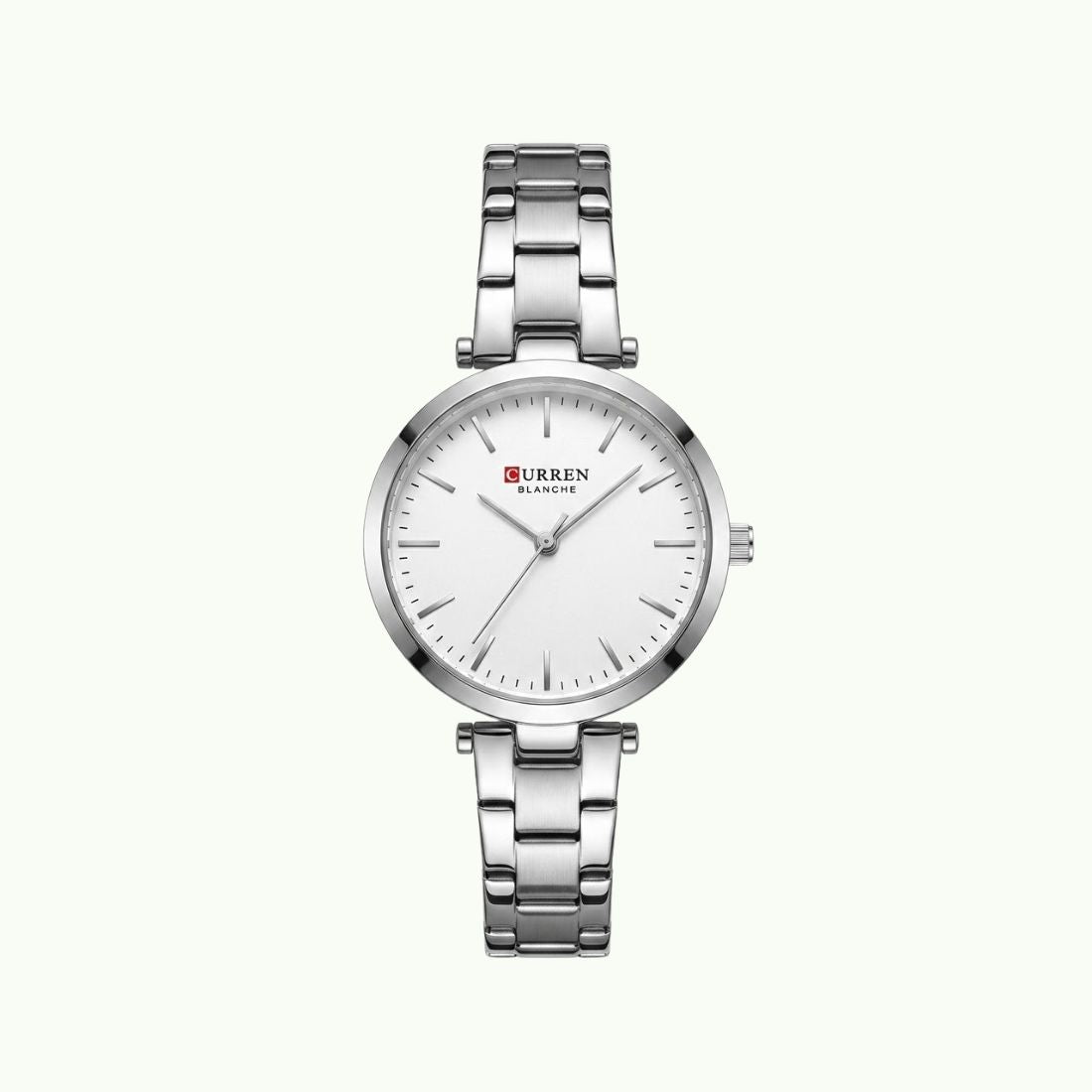 Montre Curren blanche argent cadran blanc 