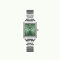 Montre Curren blanche argentée cadran vert jade et lunette cristaux