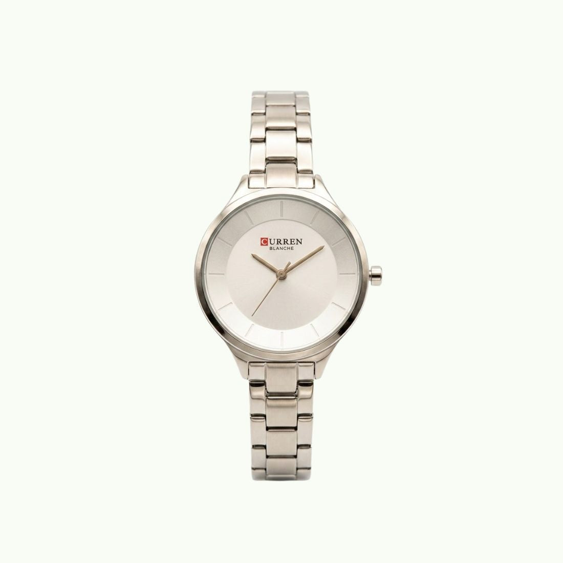 Montre Curren blanche – bracelet argenté et cadran blanc