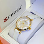 Montre Curren blanche bracelet blanc cadran or