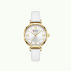 Montre Curren blanche bracelet blanc cadran or