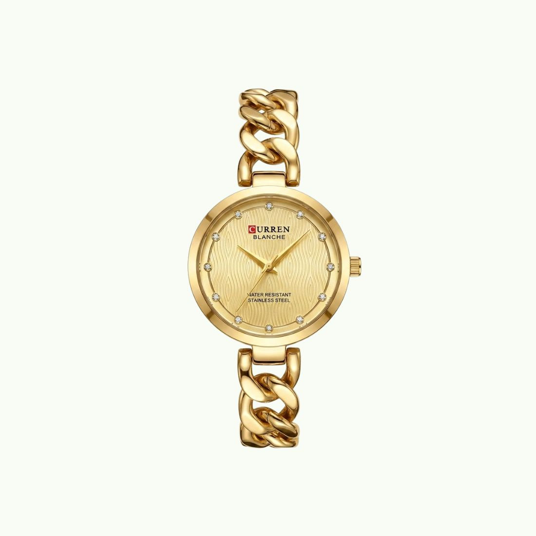 Montre Curren blanche bracelet or et cadran or