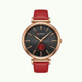 Montre Curren blanche bracelet rose rouge et cadran noir floral