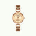 Montre Curren blanche bracelet strass or rose