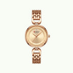 Montre Curren blanche bracelet strass or rose