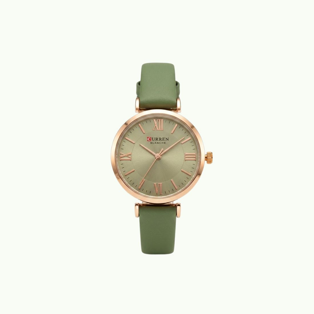 Montre Curren blanche bracelet vert 