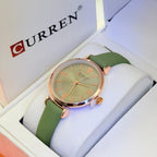 Montre Curren blanche bracelet vert 