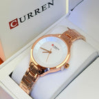Montre Curren blanche cadran blanc or rose