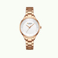 Montre Curren blanche cadran blanc or rose