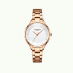 Montre Curren blanche cadran blanc or rose
