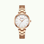 Montre Curren blanche cadran blanc – or rose slim
