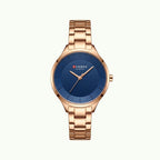 Montre Curren blanche cadran bleu – bracelet or rose